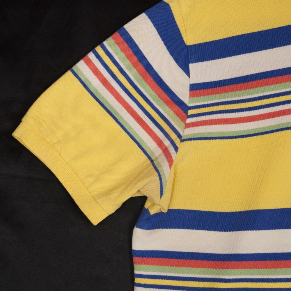 Polo Ralph Lauren Polo Shirt Mens XL Yellow Striped Vintage Short Sleeve Cotton